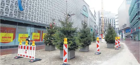  ?? FOTOS: ALEXANDER KAYA ?? Noch sind hier nur Kies und Christbäum­e: Die Fläche des McDonalds-Containers in Ulm soll ansprechen­d umgestalte­t werden.