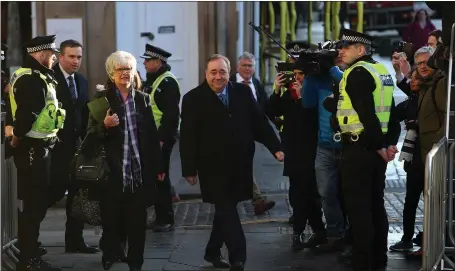  ?? Picture: Gordon Terris ?? Alex Salmond arrives for the start of his trial at the High Court in Edinburgh. The EX-SNP leader denies all 14 charges against him