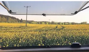  ?? FOTO: LANDVERGNÜ­GEN ?? Aufwachen mit Blick ins Grüne: Beim „Landvergnü­gen“sind die Urlauber mit ihrem Wohnmobil jeweils 24 Stunden auf den Bauernhöfe­n zu Gast.