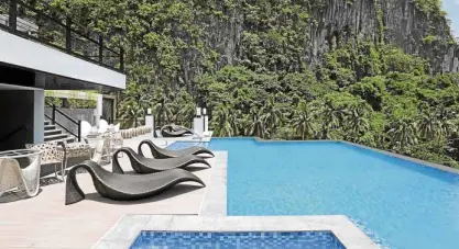  ??  ?? Lagun Hotel in El Nido is situated across stunning limestone cliffs. Call 0908-8802866; follow @ipilwaterf­ront on Instagram.
