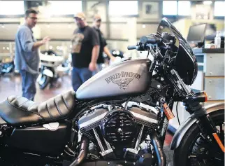  ?? SCOTT OLSON/GETTY IMAGES ?? Harley-Davidson estimates that levies imposed by the European Union on U.S. goods will cost the company about US$2,200 per motorcycle to ship to its second-biggest market in the world. The Wisconsin-based company says it’s shifting production of bikes...