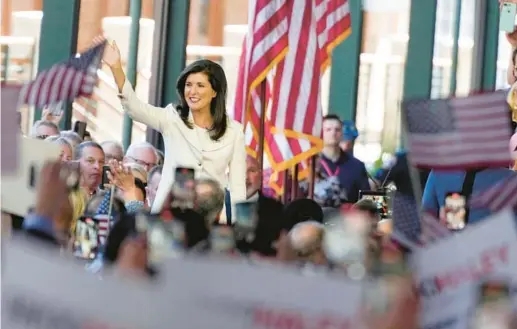  ?? MEG KINNARD /AP ?? Nikki Haley, the former South Carolina governor and United Nations ambassador, announced Tuesday she is seeking the GOP nomination for president in 2024.