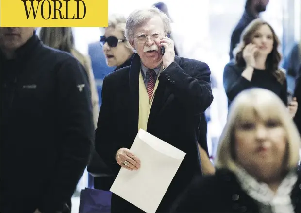  ?? JUSTIN LANE/POOL VIA BLOOMBERG/FILES ?? John Bolton, former U.S. ambassador to the United Nations, will be replacing H.R. McMaster as President Donald Trump’s national security adviser. Bolton is famed for his hawkish views, including advocating U.S. pre-emptive strikes aimed at regime...