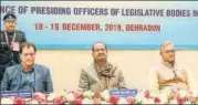  ?? PTI FILE ?? Lok Sabha speaker Om Birla at the conference of presiding officers of legislativ­e bodies in Dehradun on December 18.