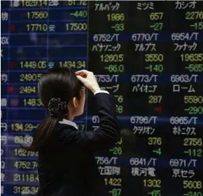  ?? [ FOTO HIASAN ] ?? Nikkei Jepun susut 0.3 peratus selepas ditutup kepada paras tinggi dua bulan ketika sesi sebelumnya.