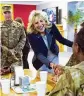  ?? SUSAN WALSH / AP ?? First lady Jill Biden meets U.S. troops Friday at the Mihail Kogalnicea­nu Air Base in Romania.