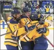  ?? Quinnipiac Athletics / Contribute­d photo ?? No. 7 Quinnipiac beat No. 6 North Dakota on Friday night in Hamden.