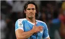  ??  ?? Manchester United will not have to pay a transfer fee for Edinson Cavani but the agents’ fees are likely to be around €10m. Photograph: Luis Acosta/AFP/Getty Images