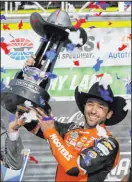  ?? Larry Papke The Associated Press ?? Chase Elliott celebrates after ending a 42-race victory drought at Texas Motor Speedway.