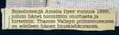  ??  ?? Enkelintek­ijä Amelia Dyer vuonna 1896, jolloin hänet tuomittiin murhasta ja hirtettiin. Thames Valleyn poliisimus­eossa on edelleen hänen hiuskiehku­ransa.