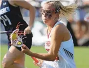  ?? DANIEL KUCIN JR./FOR BALTIMORE SUN MEDIA GROUP ?? Elizabeth Hillman of Bel Air controls the ball during the Under Armour All-America girls lacrosse game.