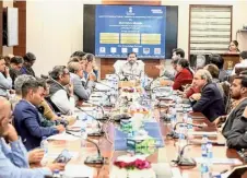  ?? MINISTRY OF TRIBAL AFFAIRS ?? Arjun Munda presiding over the meeting on projects for empowering tribal communitie­s on Thursday.