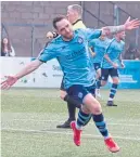  ?? ?? Hat-trickster Stefan Mccluskey celebrates scoring his second and Forfar’s fourth