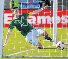  ??  ?? MEXICO DEFENDER Hector Moreno tries to stop a ball from going in for a goal. Both of Croatia’s goals came after mistakes by Mexico.