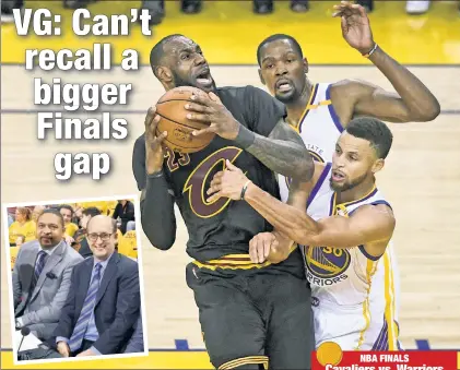  ?? Getty Images (2) ?? KING DING: Former Knicks coach Jeff Van Gundy (inset right) and exKnicks star Mark Jackson, who will call the NBA Finals for ABC, both give LeBron James and the Cavaliers little chance to beat Kevin Durant, Stephen Curry and the Warriors.