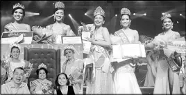  ??  ?? Mutya and Grandma Malabon 2018 were crowned with Ivory Calampinay (center) of Barangay Tonsuya flanked by (from left) Pauline Bernadette Cruz (4th runner-up) Kathleen Nicole Cayabyab (2nd, Longos), Lhor Cathleen Ang (1st,, Hulong Duhat) and Chriselle...