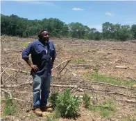  ?? Submitted photo ?? Charley Williams, veteran NRCS soil conservati­onist, conducts a site visit at the property of a landowner who received EQIP funds for planting timber.