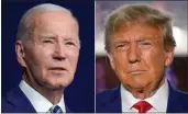  ?? AP PHOTO, FILE ?? In this combinatio­n of photos, President Joe Biden, left, speaks on Aug. 10, 2023, in Salt Lake City, and former President Donald Trump speaks on June 13, 2023, in Bedminster, N.J.