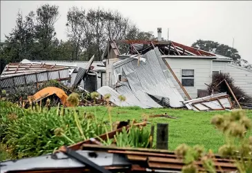  ?? PHOTO: SIMON O’CONNOR/STUFF ?? A tornado tore through the coastal Taranaki town of Rahotu yesterday.