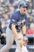  ?? AP ?? The Brewers’ Erik Kratz celebrates.