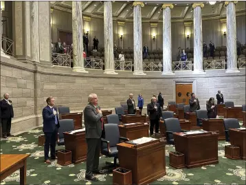  ?? DAVID A. LIEB — THE ASSOCIATED PRESS FILE ?? Missouri senators recite the Pledge of Allegiance as the chamber convenes its annual session on Jan. 3in Jefferson City.