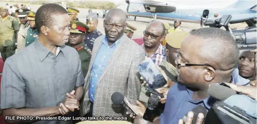  ??  ?? FILE PHOTO: President Edgar Lungu talks to the media