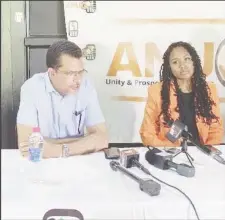  ?? ?? Timothy Jonas (left) and Althea King during yesterday’s ANUG press conference