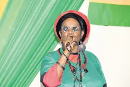  ?? ?? Veteran reggae singer, Sister Carol, performing one of her many hits at the launch of One Blood Family Fest.