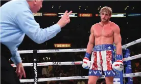  ??  ?? YouTube megastar Logan Paul, right, lost to Olajide “KSI” Olatunji in his first and only profession­al boxing match in November 2019. Photograph: Jayne Kamin-Oncea/Getty