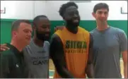  ?? PHOTO PROVIDED ?? Siena Baskebtall Alumni from left to right: Connor Fenlon, Kenny Hasbrouck, O.D Anosike, and Ryan Rossiter.