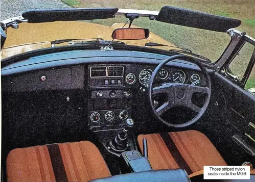  ?? ?? Those striped nylon seats inside the MGB