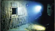  ?? WOODS HOLE OCEANOGRAP­HIC INSTITUTIO­N VIA AP ?? The deck of Titanic 12,500feet below the surface of the ocean, 400miles off the coast of Newfoundla­nd, Canada, in 1986.