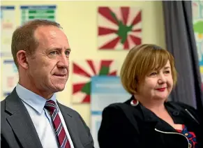  ?? JOSEPH JOHNSON/STUFF ?? Justice minister Andrew Little with minister Megan Woods, introduce a bill to Parliament yesterday to establish legislatio­n for a tribunal to resolve outstandin­g insurance and EQC claims.