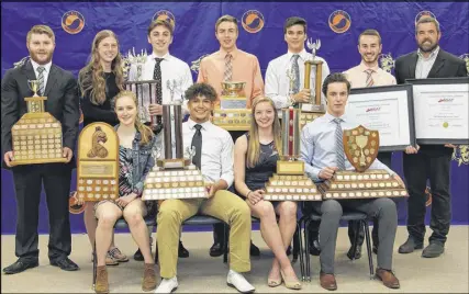  ?? SUBMITTED ?? Cobequid Educationa­l Centre honoured its top students-athletes this week at the school’s athletic awards banquet. Major award winners include, front row, from left, Kathryn Macquarrie (Omnia Award), Riley Gabriel (Male Athlete of the Year), Erin...