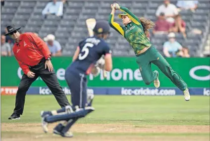  ??  ?? Safe hands: England batsman Heather Knight is caught by South African prodigy Laura Wolvaardt during the ICC Women’s World Cup 2017 semifinal in Bristol, which the hosts won. Photo: by Stu Forster/Getty Images
