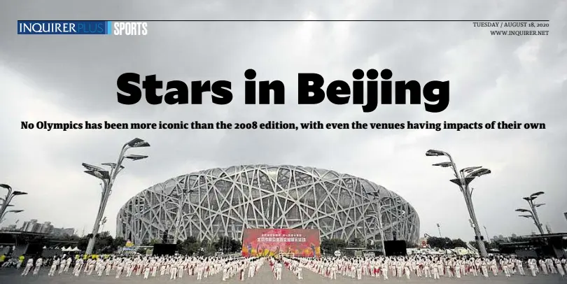  ?? —PHOTOS FROM AP ?? SIGHT TO BEHOLD
The Bird’s Nest was a magnificen­t structure and will go down in Olympics folklore as one of the best stadiums ever built.
