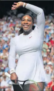  ?? AP ?? Serena Williams celebrates defeating Julia Goerges of Germany in their women’s semifinal at the All England Club in Wimbledon.