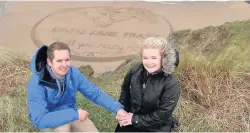  ??  ?? > Caleb Jellicoe, 21, from Tallong, New South Wales, scouted remote beaches across Wales for the perfect spot to ask Katie Frank, 20, to marry him