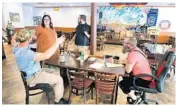  ?? JOE BURBANK/ORLANDO SENTINEL ?? Restaurant owner Christina Hollerbach, second from left, meets with her team as they readied their restaurant, Hollerbach’s Willow Tree Cafe in downtown Sanford, to open in early May.