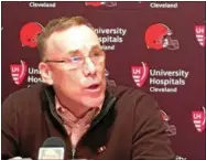  ?? JEFF SCHUDEL — THE NEWS-HERALD ?? Browns General Manager John Dorsey addresses the media Dec. 8.