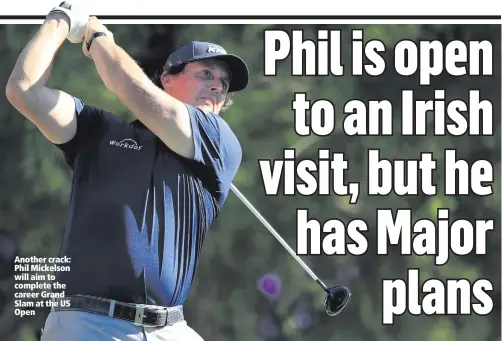  ??  ?? Another crack: Phil Mickelson will aim to complete the career Grand SlamattheU­S Open