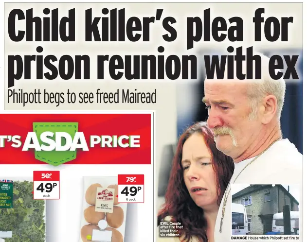  ??  ?? EVIL Couple after fire that killed their six children
DAMAGE House which Philpott set fire to