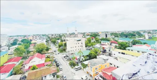  ?? ?? A view of the city from the roof-top floor that will house an elevated lounge and bar when the hotel is completed