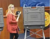  ?? Tyler Sizemore/Hearst Connecticu­t Media file photo ?? Greenwich resident Domenica Pennela casts her ballot on Election Day, Tuesday, Nov. 8.