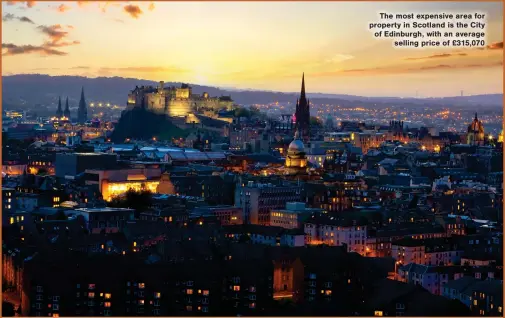  ?? ?? The most expensive area for property in Scotland is the City of Edinburgh, with an average selling price of £315,070