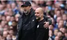  ?? Photograph: Phil Noble/Reuters ?? Is the behaviour of Jürgen Klopp (left) and Pep Guardiola having a negative effect on a manager such as Gareth Southgate?