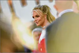  ?? MACON/AFP/GETTY IMAGES/TNS VALERIE ?? Britney Spears arrives for the premiere of Sony Pictures’ “Once Upon a Time ... in Hollywood” at the TCL Chinese Theatre in Hollywood, California, on July 22, 2019.