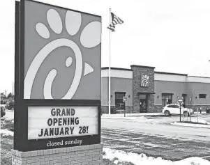  ?? PROVIDED BY CHICK-FIL-A ?? Chick-fil-A opens Thursday in Shelby Township, shown, and in Northville.