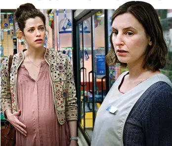  ??  ?? MUM’S THE WORD: Laura Carmichael as the troubled Agatha with, far left, Jessica De Gouw as wealthy blogger Meghan