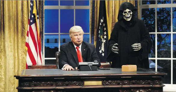  ?? SNL PHOTOS FROM NBC ?? Alec Baldwin, left, portrays Donald Trump and Mikey Day is adviser Steve Bannon.